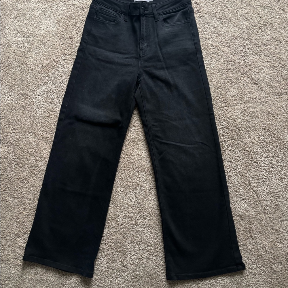 Just USA Black Ankle Crop Wide-Leg Jeans